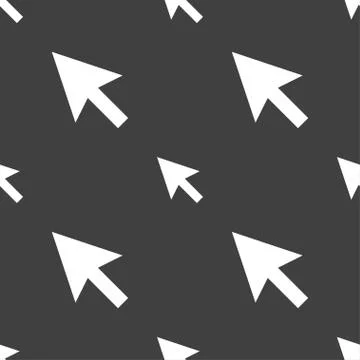 Arrow cursor, computer mouse icon sign. Seamless pattern on a gray background Stock Illustration