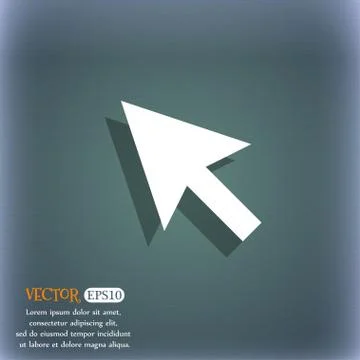 Arrow cursor, computer mouse icon symbol on the blue-green abstract backgroun Illustrazione stock