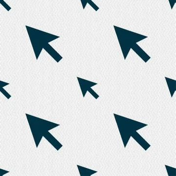 Arrow cursor, computer mouse icon sign. Seamless pattern with geometric texture. Stock Illustration