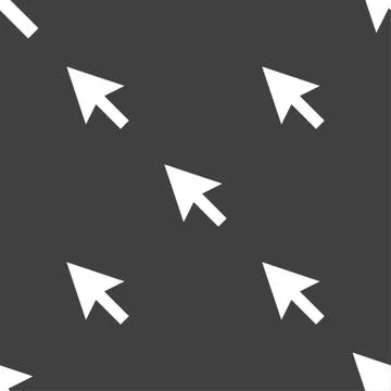 Arrow cursor, computer mouse icon sign. Seamless pattern on a gray background. Stock Illustration