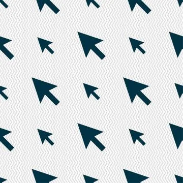 Arrow cursor, computer mouse icon sign. Seamless pattern with geometric texture. 스톡 일러스트