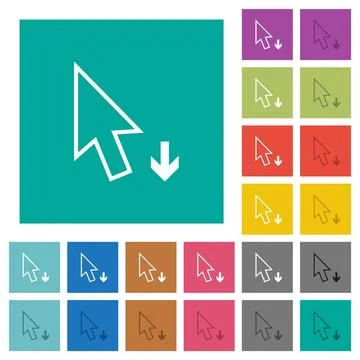 Arrow cursor down outline square flat multi colored icons Stock Illustration