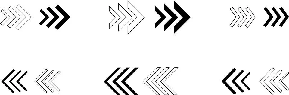 Arrow, cursor, dynamic fast symbol sign. Dynamic moving arrow representing speed Stock Illustration