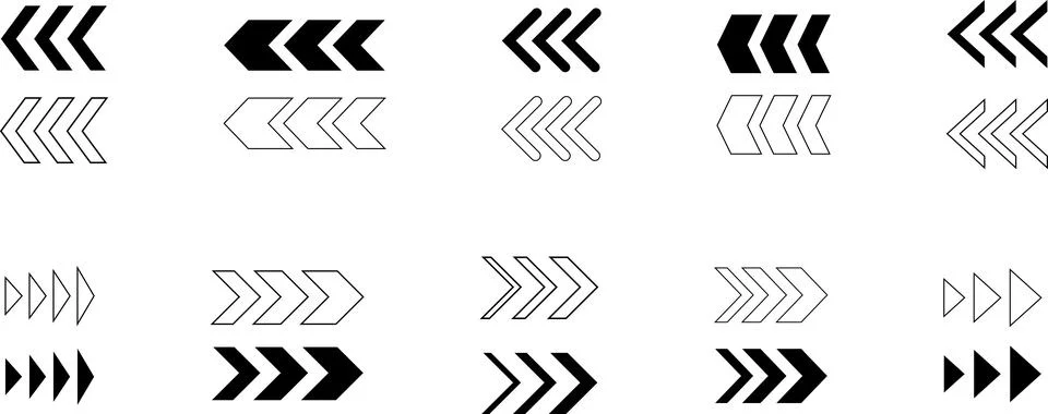 Arrow, cursor, dynamic fast symbol sign. Dynamic moving arrow representing speed Stock Illustration