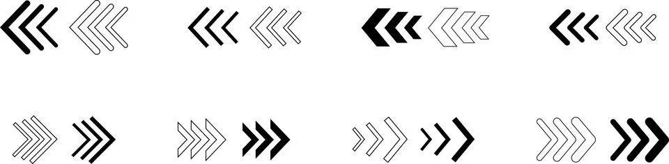 Arrow, cursor, dynamic fast symbol sign. Dynamic moving arrow representing speed Stock Illustration