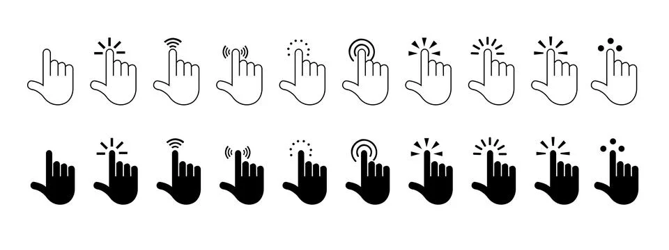 Arrow cursor. Hand Cursor. Vector illustration. Click. Indicator. Illustrazione stock