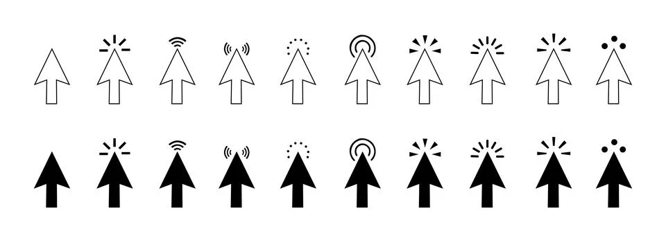 Arrow cursor. Hand Cursor. Vector illustration. Click. Indicator. Illustrazione stock