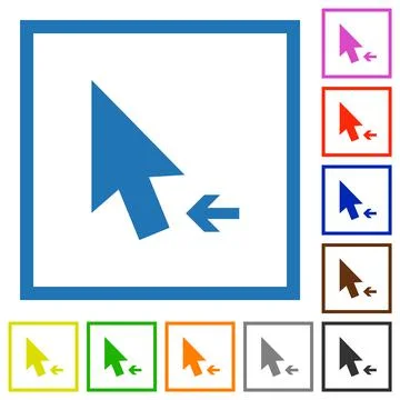 Arrow cursor left solid flat framed icons Stockillustratie