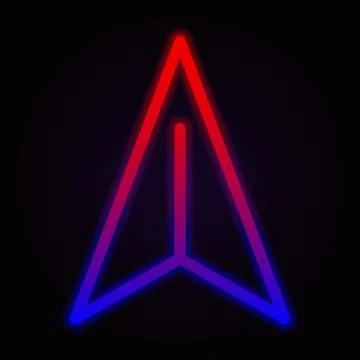 Arrow cursor neon icon on dark background 스톡 일러스트