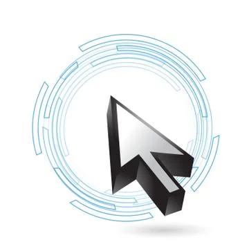 Arrow cursor over a tech turning circle . Stock Illustration