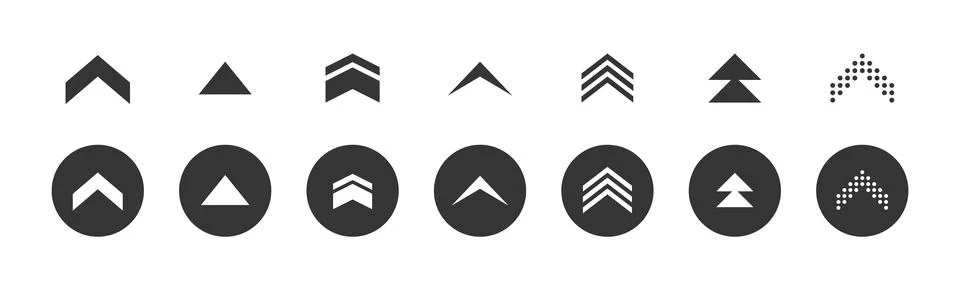 Arrow cursor round icon set. Modern web up down black Arrows Sign Stock Illustration