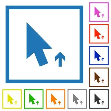 Arrow cursor up solid flat framed icons Stockillustratie