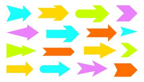 Arrow cursor sticker colorful pointer flat set Stock Illustration