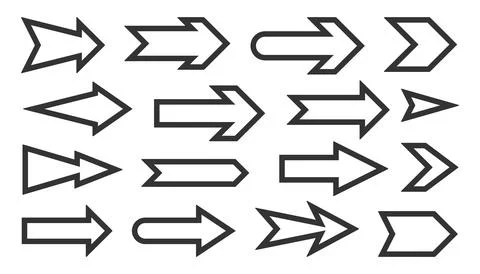 Arrow cursor web pointer direction black line set Stock Illustration