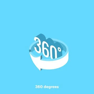 Arrow curved into a circle 360 degrees, isometric image 库存插图