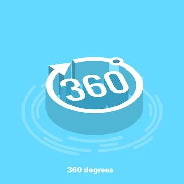 Arrow curved into a circle 360 degrees, isometric image 库存插图