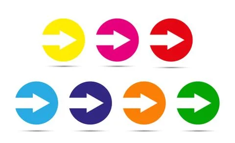 Arrow is cut from the circle. Color set of elements. Stock Illustration