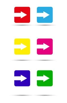 Arrow is cut from a Square. Color set of elements. 스톡 일러스트