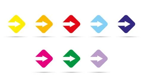 Arrow is cut from a Square. Color set of elements. Stock Illustration