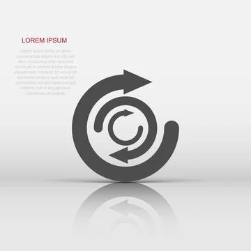 Arrow cycle icon in flat style. Recycle eco vector illustration on white is.. 스톡 일러스트