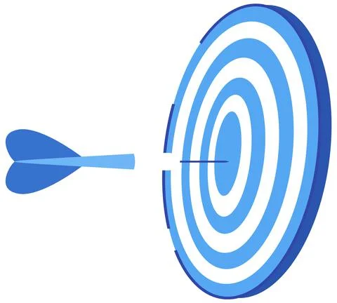 Arrow, dart hitting target, aim. Goal achievement, success, leadership, winning Ilustração Stock