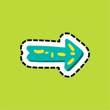 Arrow dash line flat color vector sticker Illustrazione stock
