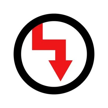 Arrow to decrease. Decrease in business sale. Vector. 库存插图