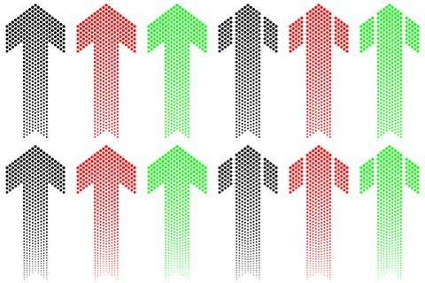 Arrow of decreasing dots with angular end on white background Ilustração Stock