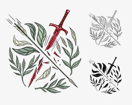 The arrow destroys the sword Stock Illustration
