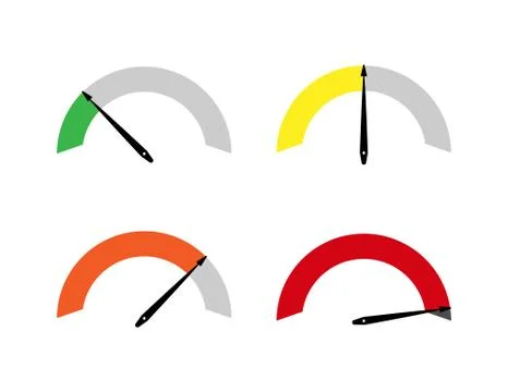 Arrow deviates on a scale with color change. Stock Illustration