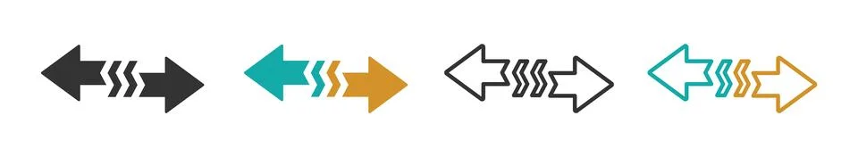 Arrow in different directions vector icons set. Double arrow icons-in-four-d Stock Illustration