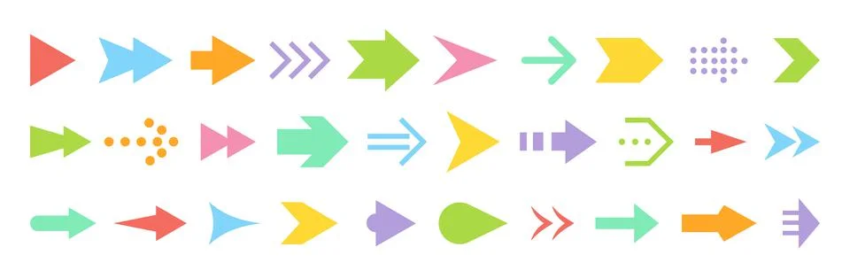 Arrow different shape cursor pointer flat icon set Stock Illustration