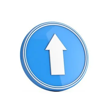 Arrow Up Direction Icon in Blue Circle Button. 3d Rendering Stock Illustration