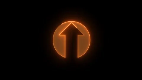 Up arrow direction icon glowing neon brown color animation black background Stock Footage 274575249
