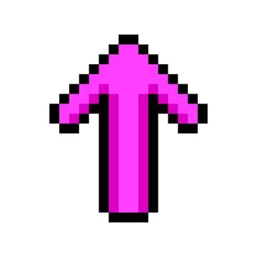 Up arrow direction jump movement button pixel art style icon magenta pink theme Stock Illustration