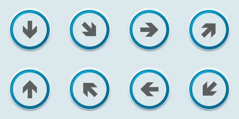 Arrow dirrection button label sign set illustration Illustrazione stock