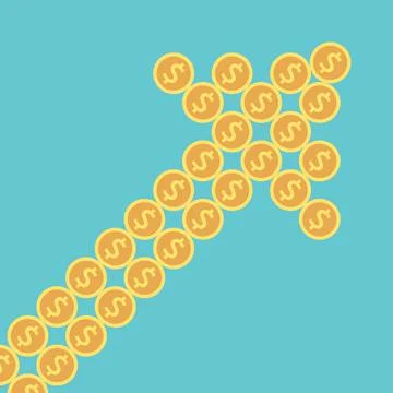 Arrow of dollar coins Stock Illustration