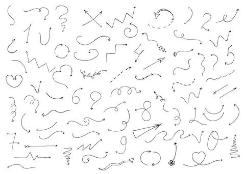 Arrow Doodle Big Set Stock Illustration