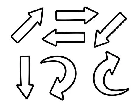 Arrow doodle line drawing set.Vector illustration Stock Illustration