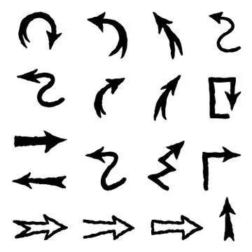 Arrow doodle scribble set. Hand drawn sign collection Stock Illustration