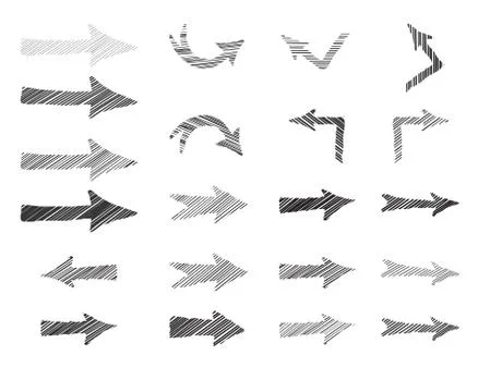 Arrow doodle scribble set. Hand drawn sign collection Stock Illustration