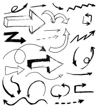 Arrow doodle set on white Stock Illustration