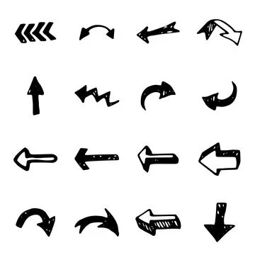 Arrow doodle vector set. Arrow sketch vector set. Arrow hand drawn vector set Stock Illustration