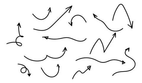 Arrow doodles line, Arrow doodle brush, Scribble line hand drawn, Arrow sti.. Illustrazione stock