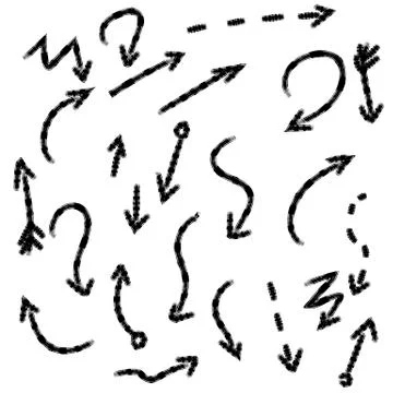 Arrow doodles vector. A set of simple sketches of arrows. Up, down, left, right Stock Illustration