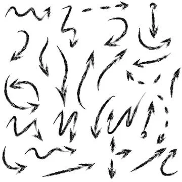 Arrow doodles vector. A set of simple sketches of arrows. Up, down, left, right Stock Illustration