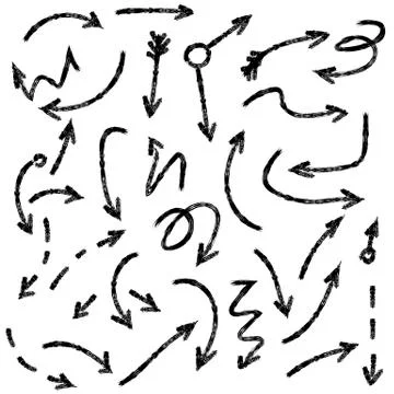 Arrow doodles vector. A set of simple sketches of arrows. Up, down, left, right Stock Illustration