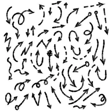 Arrow doodles vector. A set of simple sketches of arrows. Up, down, left, right Stock Illustration