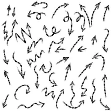 Arrow doodles vector. A set of simple sketches of arrows. Up, down, left, right Stock Illustration