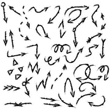 Arrow doodles vector. A set of simple sketches of arrows. Up, down, left, right Stock Illustration